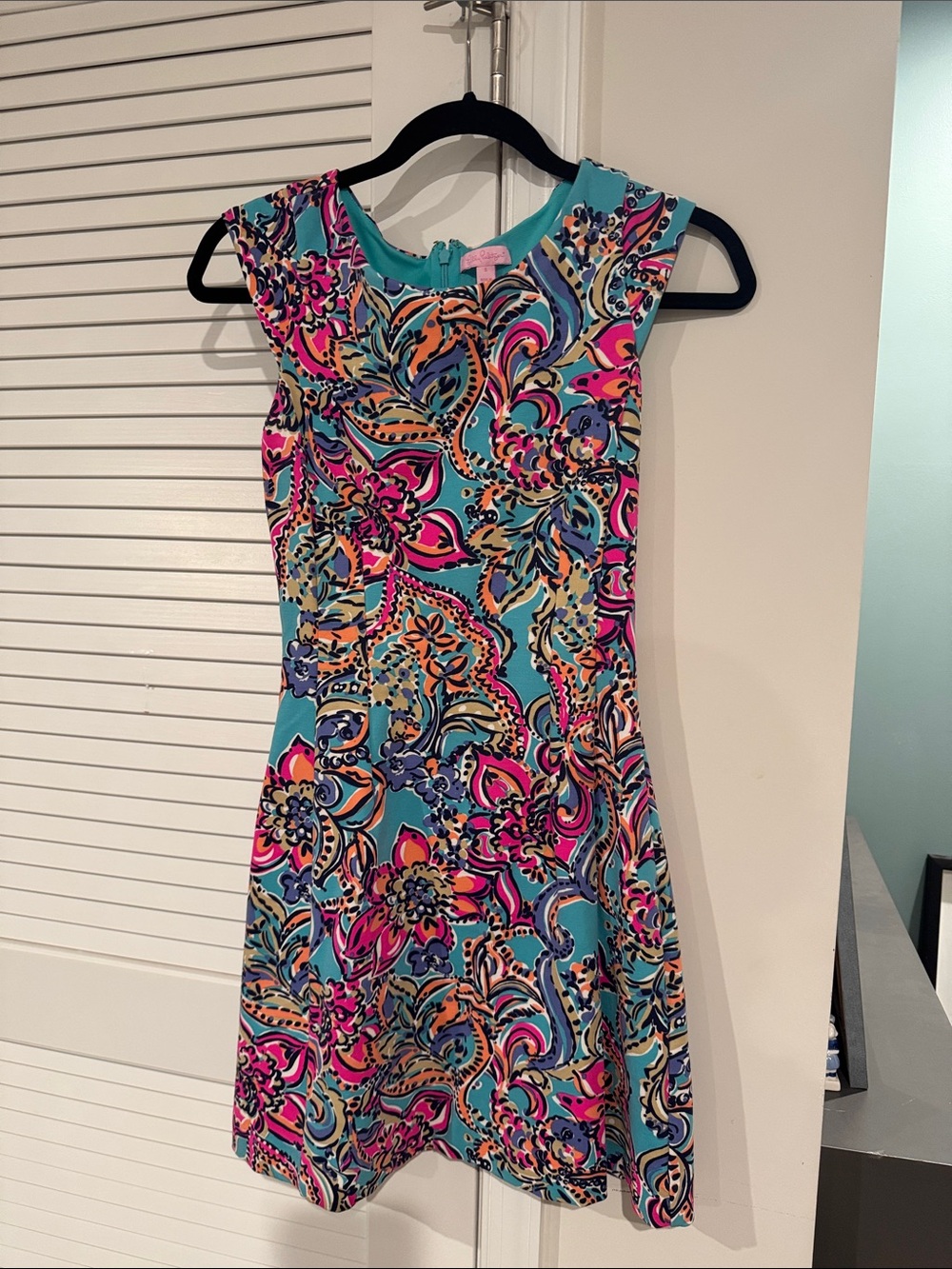 Lilly Pulitzer Turquoise Floral Paisley Fit-and-Flare Mini Dress